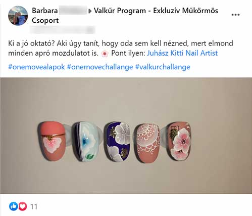 one move alapok egy mozdulat technika vélemény Barbara - Juhász Kitti Nail Artist